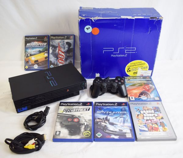 SONY Playstation 2 1x Controller OVP 6x Spiele Model SCPH39004 241952