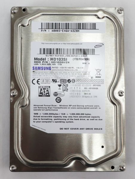 SAMSUNG HDD 1TB 3,5" 5400upm SATA Festplatte HD103SI 251400