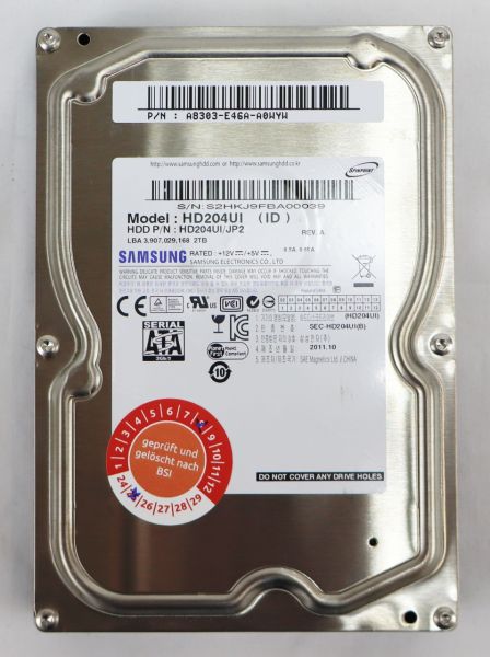 SAMSUNG Ecogreen F4 HDD 2TB 3,5" SATA Festplatte 5400upm HD204UI 251517