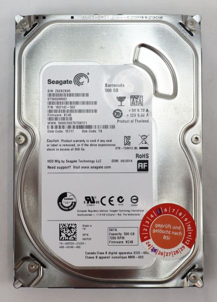 SEAGATE Barracuda HDD 500GB 3,5" 7200upm SATA Festplatte ST500DM002 251468