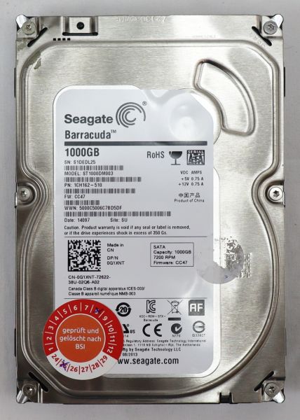 SEAGATE Barracuda HDD 1TB Festplatte 7200upm ST1000DM003 251459