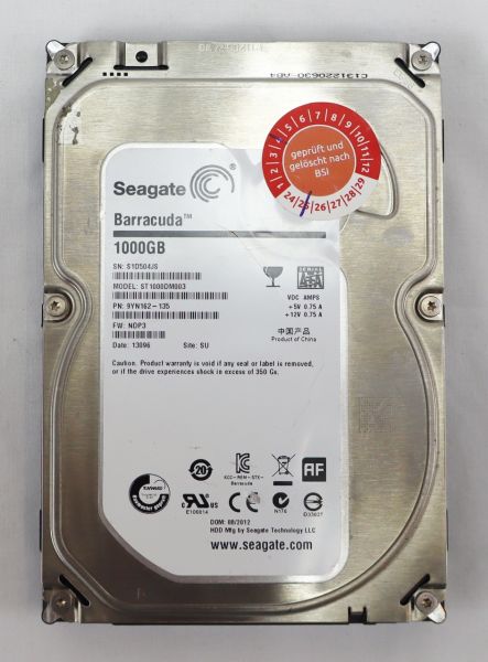 SEAGATE Barracuda HDD 1TB 3,5" 7200upm SATA Festplatte ST1000DM003 251413